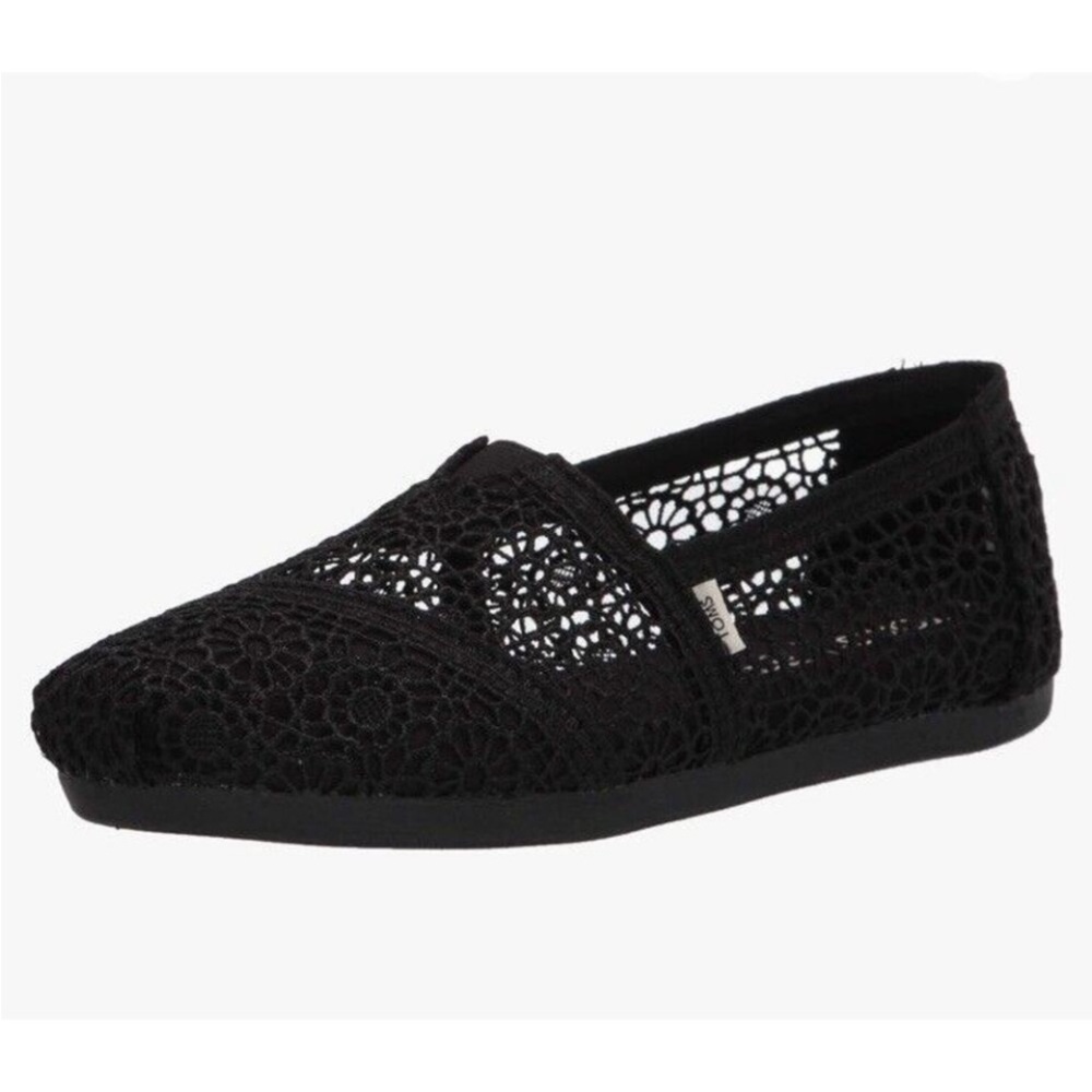 TOMS black crocheted espadrilles, size 6.5, GUC.